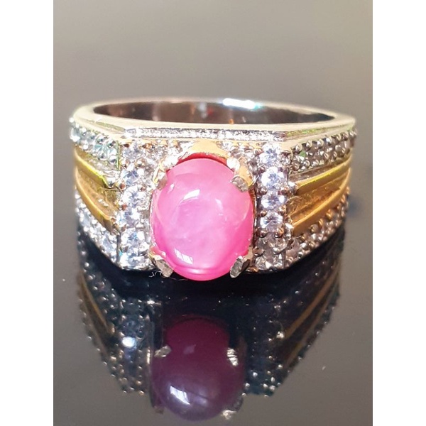 natural [STAR RUBY BURMA SERAT FATWA 3.05CT SERTIFIKAT] emban cincin pria wanita ring tepper perak e