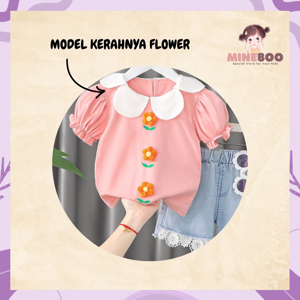 mineboo - SET ROSE RENDA EBV 1-5tahun Setelan anak perempuan baru/versi Korea celana denim/baju anak perempuan