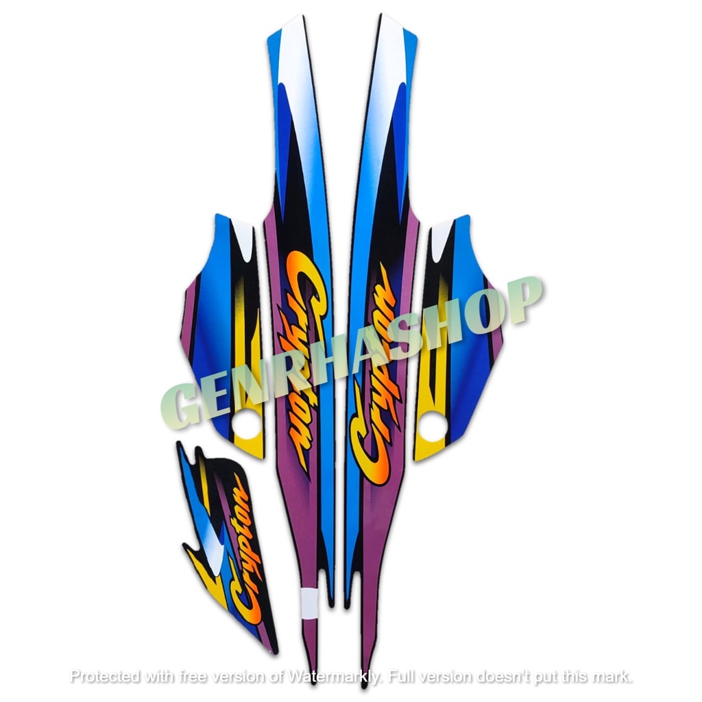 striping motor yamaha crypton 2000 biru-kuning
