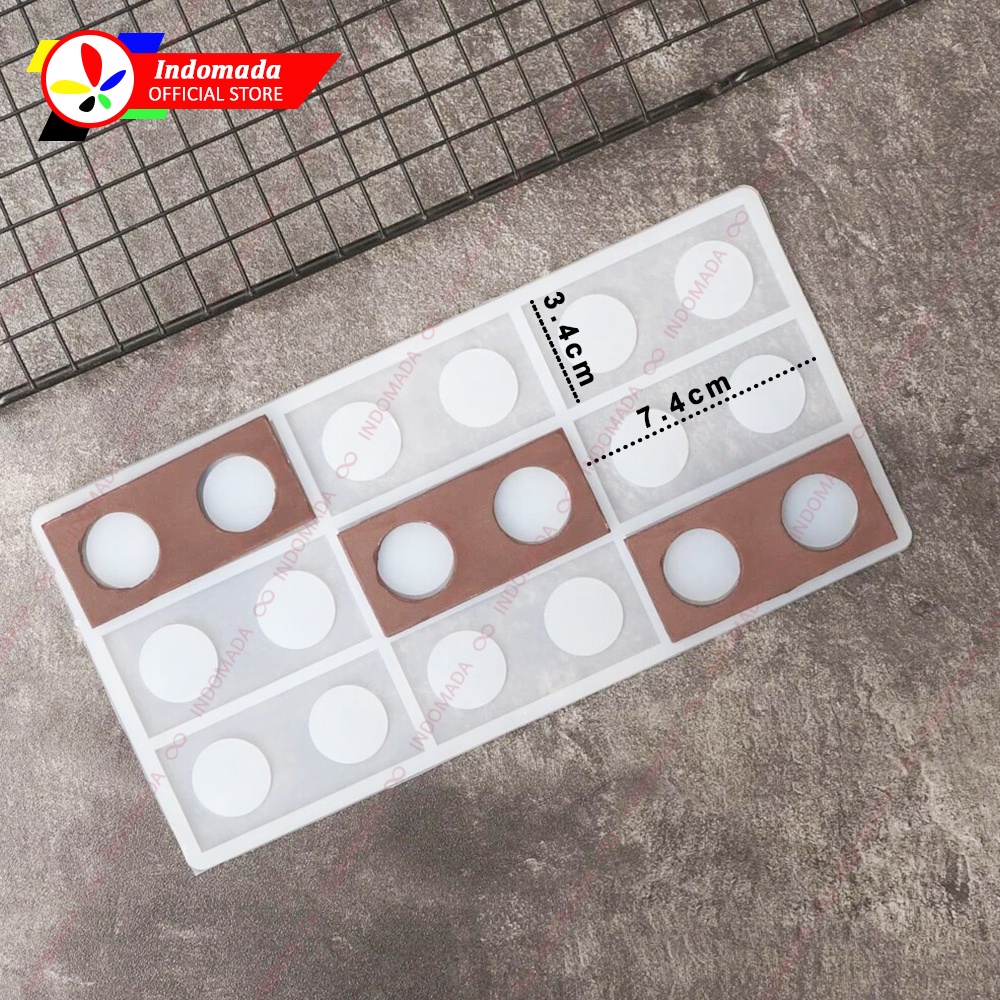 Indomada Cetakan Silikon Pagar Coklat 9 Persegi Panjang Bulat Domino 7.4 x 3.4 cm Rectangle Chocolat