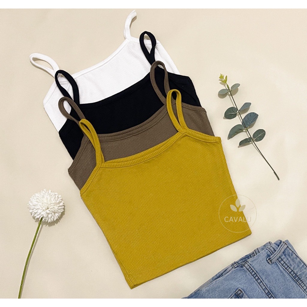 CAVALU Basic Tanktop Rajut Knit Crop Top Korea Tank Top Tali 136