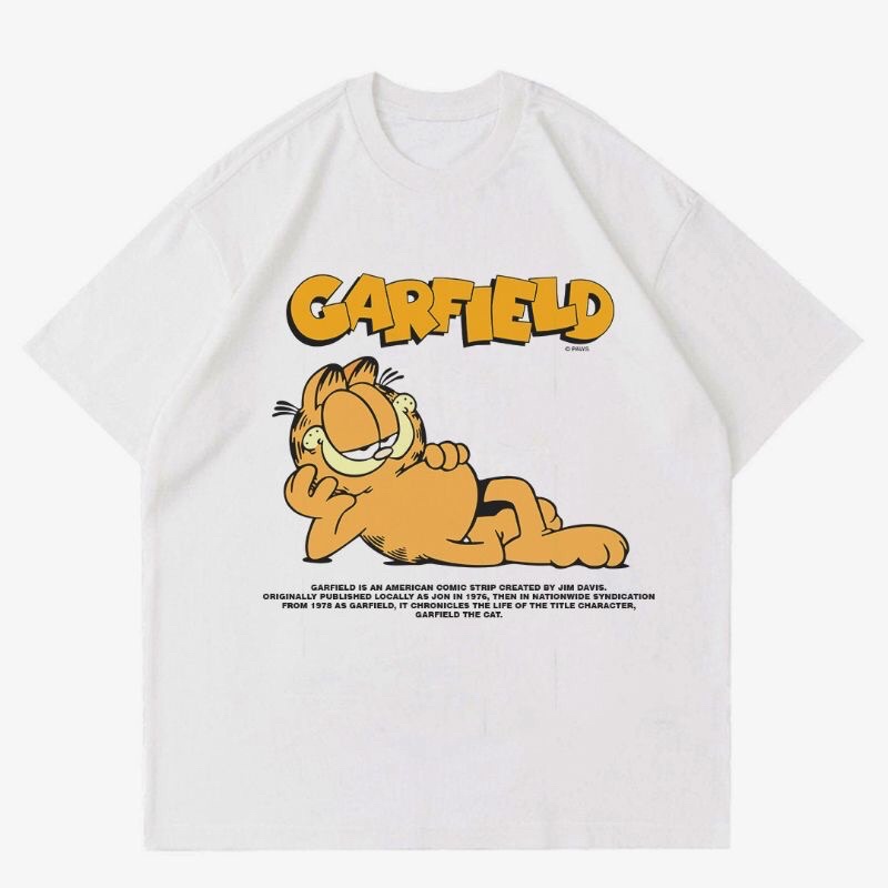 KAOS VINTAGE GARFIELD BY PAWS | T-SHIRT CARTOON 90’S VINTAGE | KAOS BAJU KUCING GARFIELD OVERSIZE CA