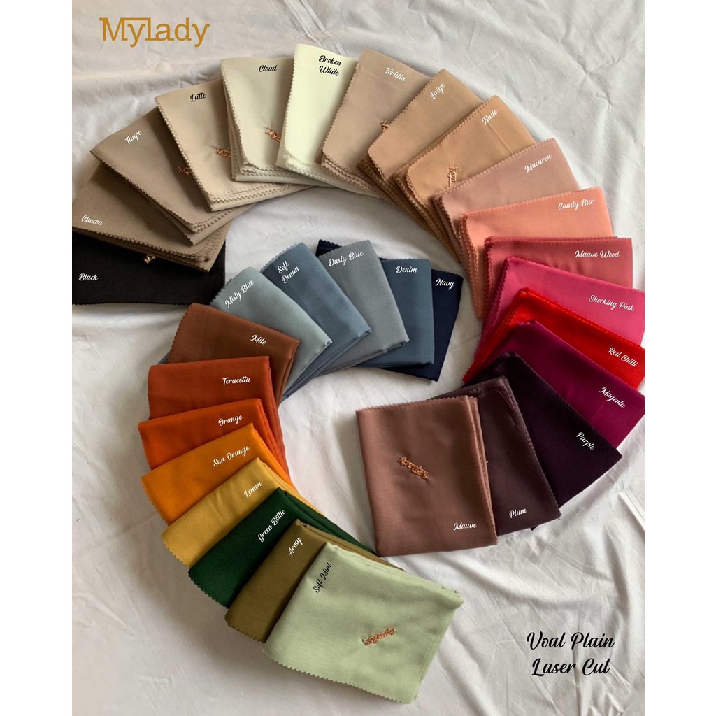 PART 2  Mylady Hijab Plain Polos Laser Cut Original  violet ungu merah taupe dark red peach salem