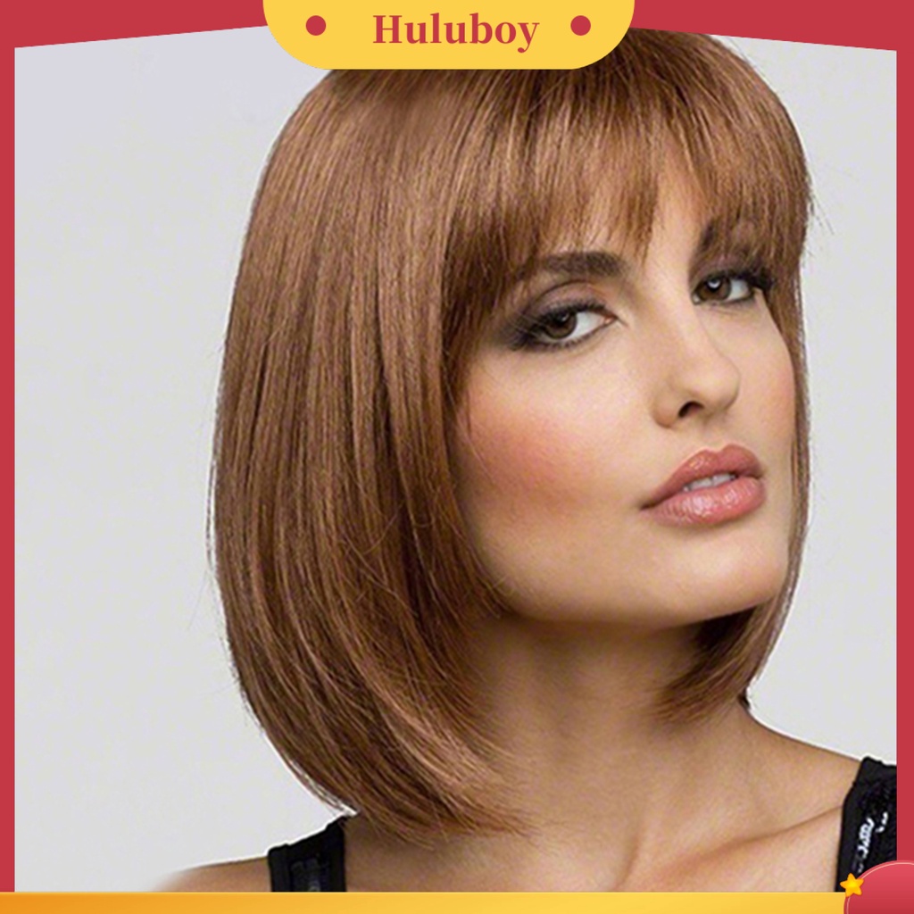 Wig Rambut Palsu Model Bob Pendek Lurus Untuk Wanita