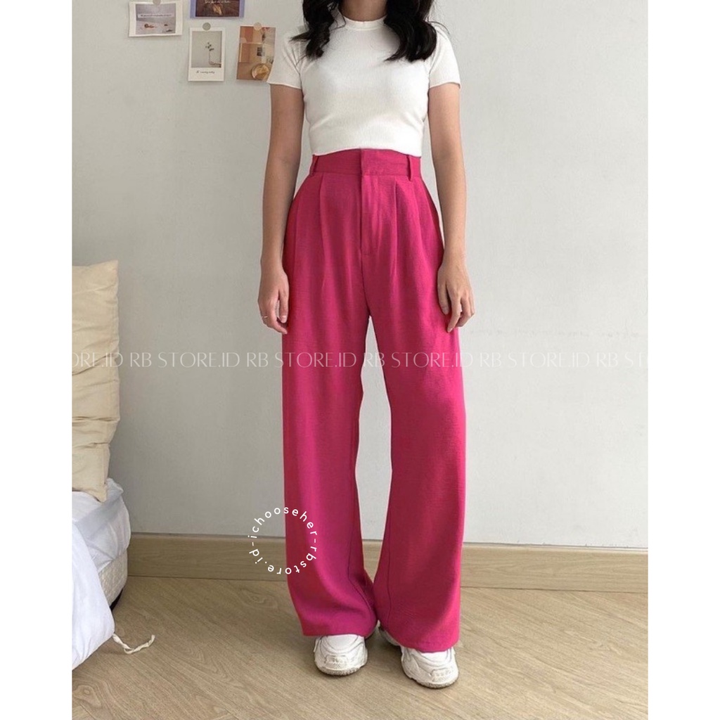 Celana Kulot Crinkle Highwaist Wanita Loose Pants Cullote