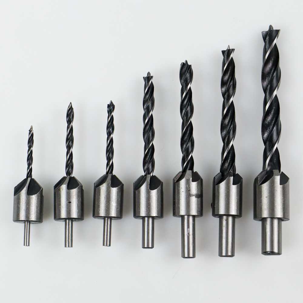 Mata Bor Kayu Set Bulat Panjang 3MM 12MM 7 PCS Lengkap  Drill Bit Countersink HSS Taffware