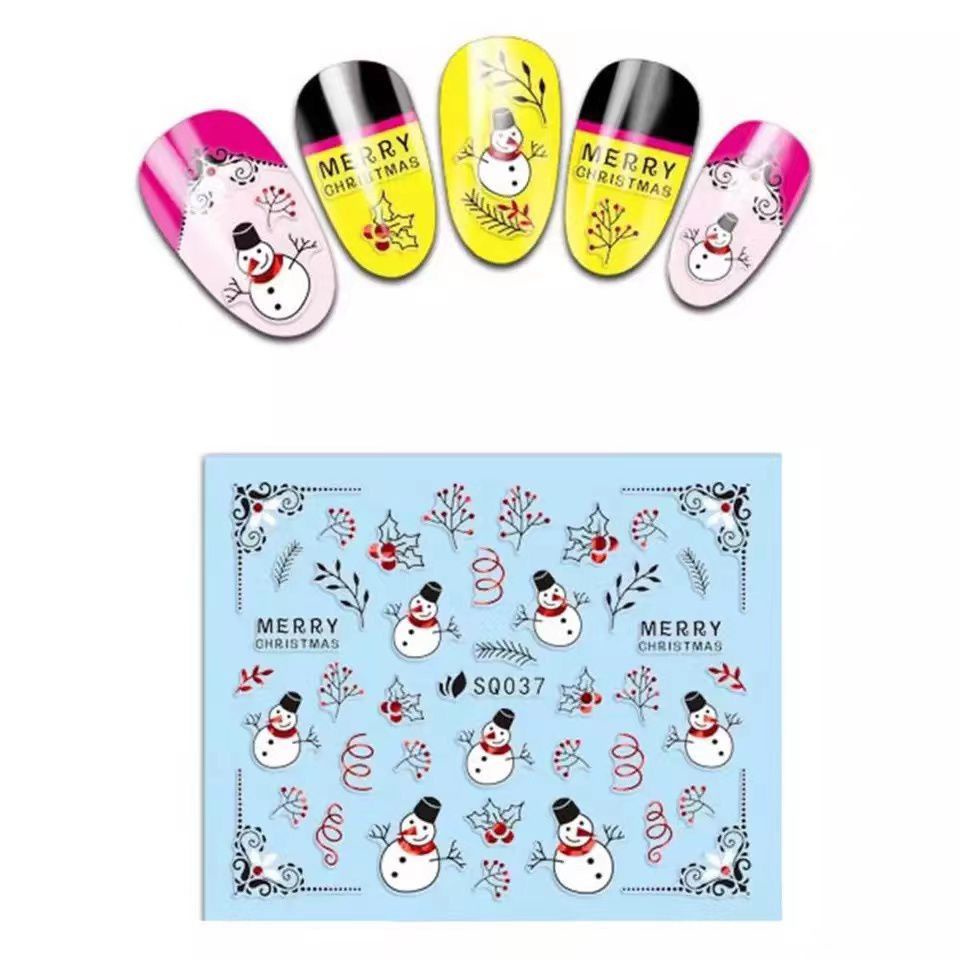 Nail Sticker Christmas Mini Water Decal 3D/ Stiker Kuku Natal Santa Snow Rusa Hari Natal ecer (per lembar kecil)