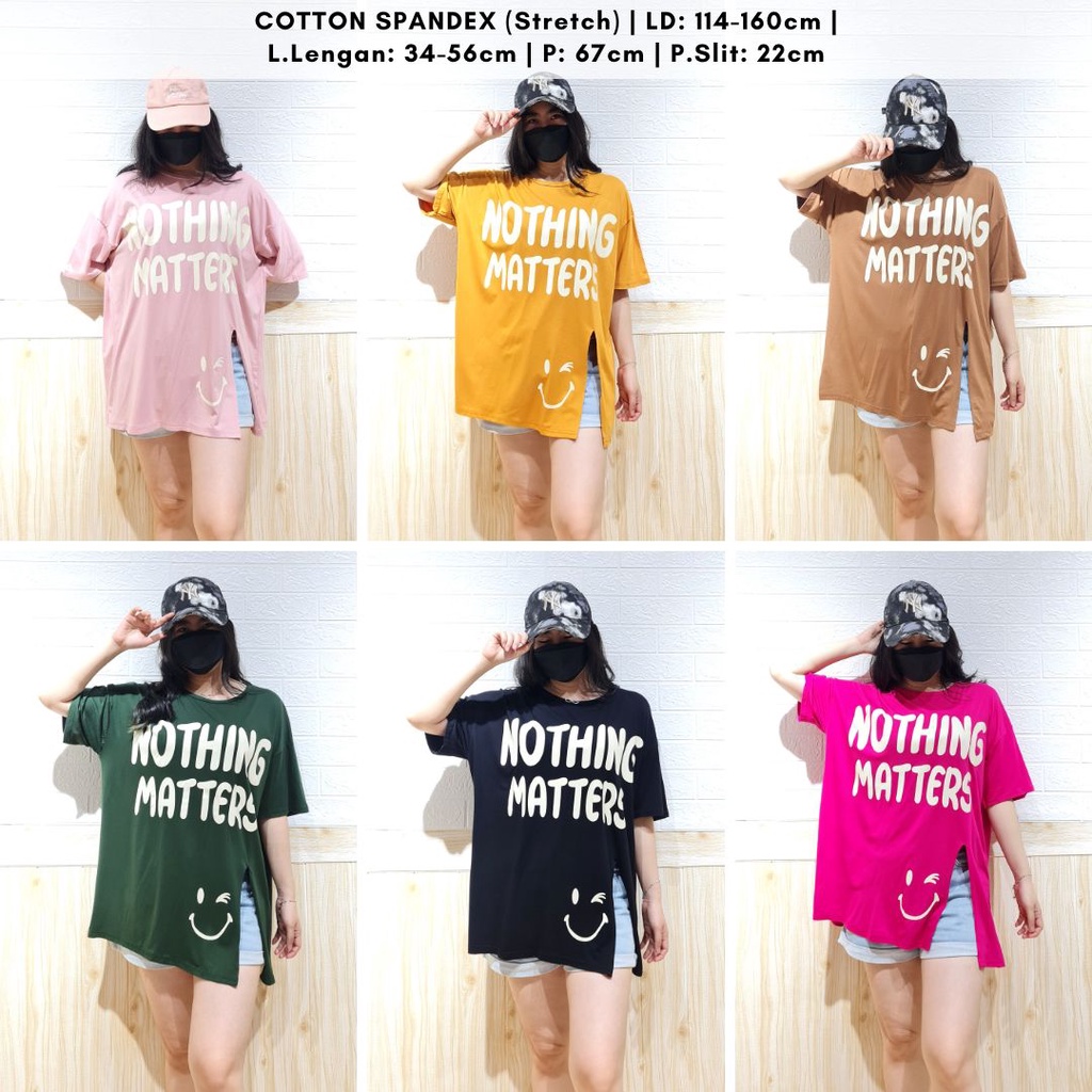 4650 kaos nothing slit oversize t-shirt kaos spandex atasan jumbo wanita