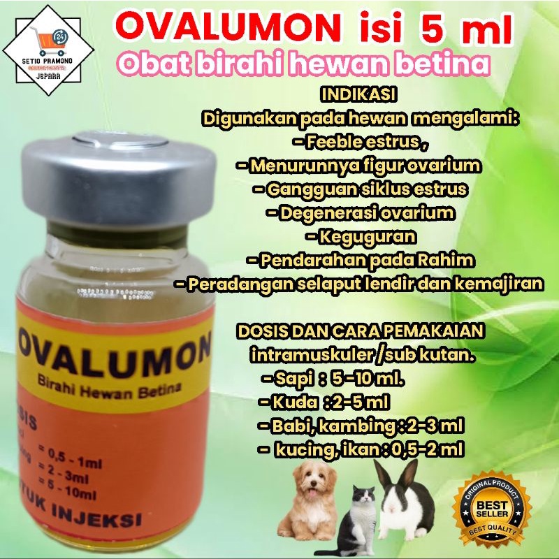 ovalumon 5 ml, ovalumon 2,5 ml obat untuk reproduksi hewan betina kelinci Kucing kambing sapi kerbau