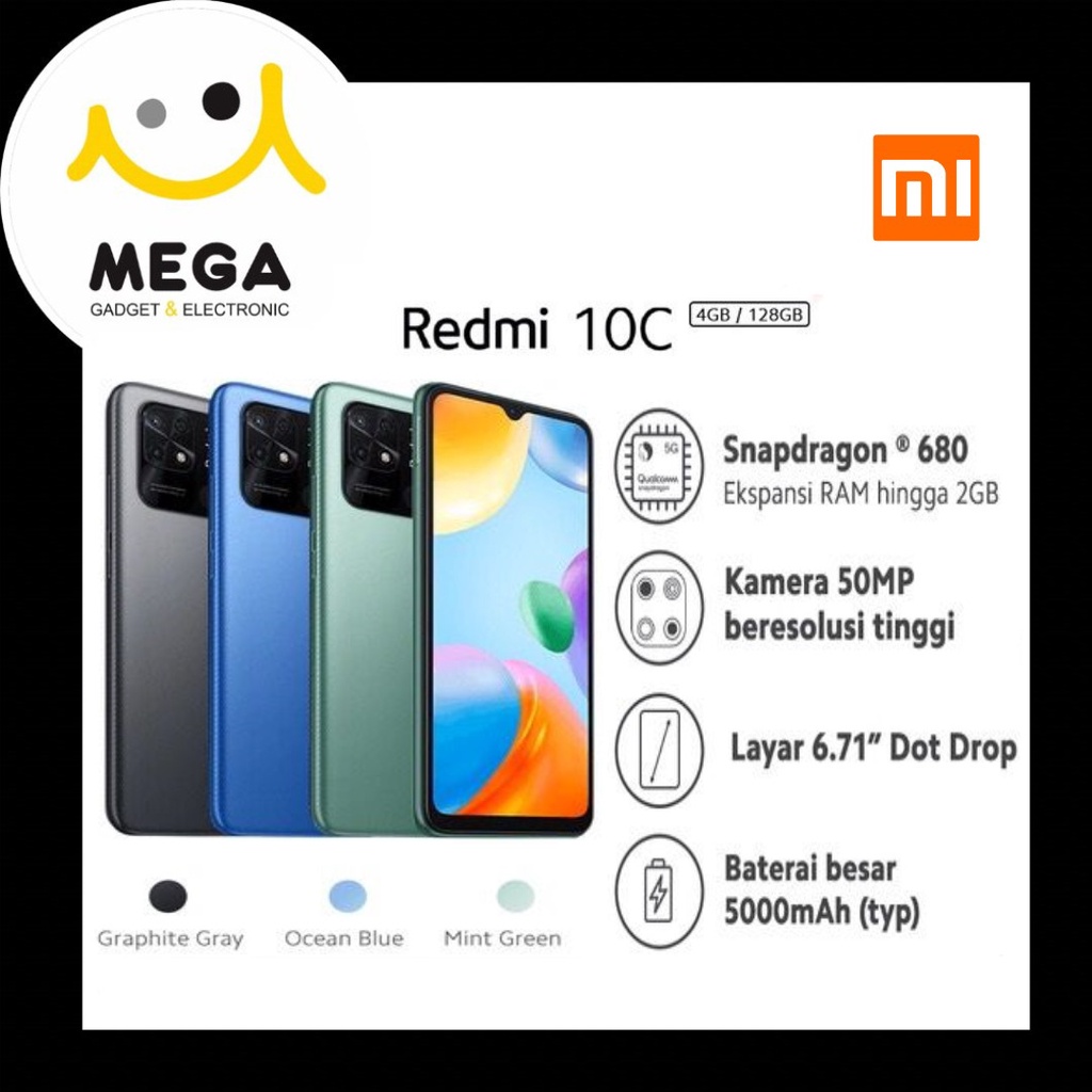 Xiaomi Redmi 10C 4GB + 128GB Garansi Resmi Xiaomi Indonesia