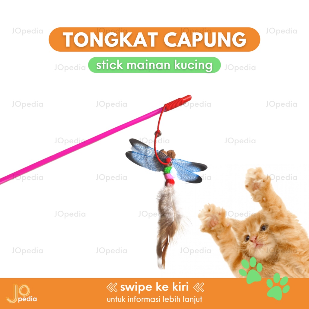 TONGKAT CAPUNG Kerincing Bulu Mainan Kucing Stick Pancing Cat Toy