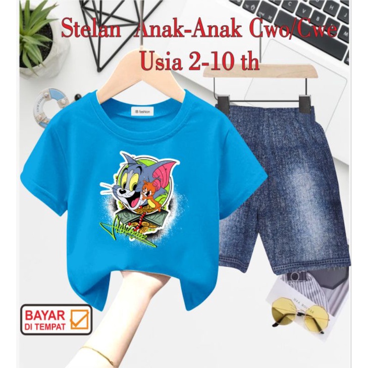 ((IB))SETELAN ANAK2 UNISEX SEMI JEANS/T0M&amp;J3RRY DIGITAL SABLON