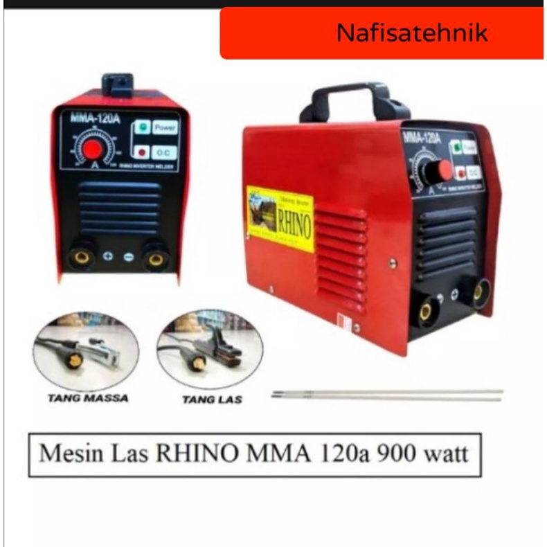Mesin Travo Las listrik inverter Rhino 120A merah 900 watt