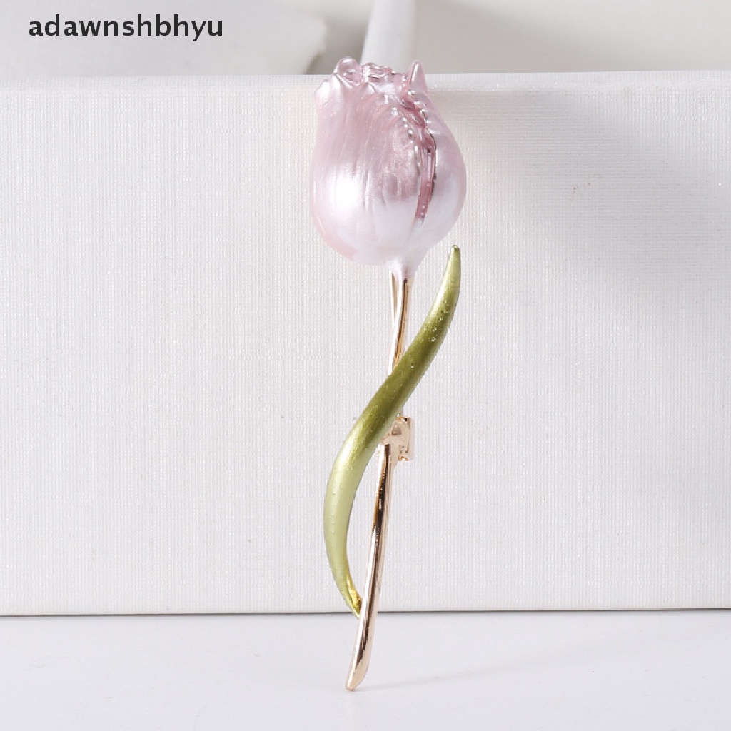 Adawnshbhyu Baru Enamel Tulip Bros Untuk Wanita Bunga Pernikahan Kantor Pesta Brooch Pin Hadiah ID