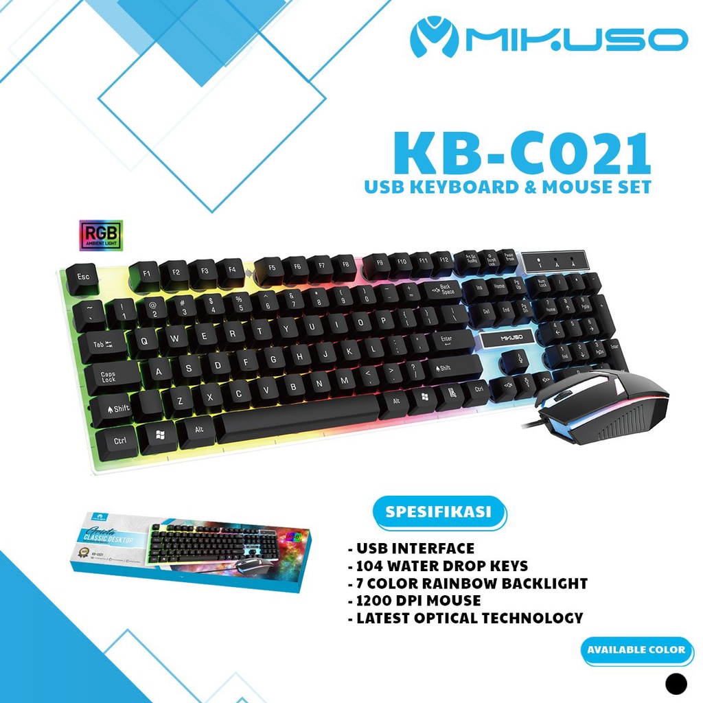 Keyboard Mouse Gaming RGB Mikuso KB-C021