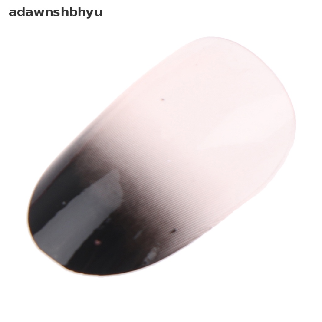 Adawnshbhyu 24Pcs Buatan Hitam Gradien Kuku Palsu Full Cover Extension Tips Dengan Lem ID