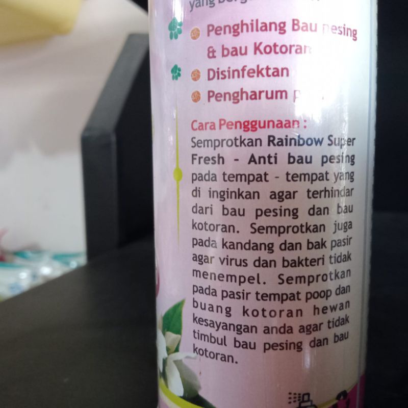 Rainbow super fresh Anti Bau Pesing 250ml | spray penghilang bau kotoran dan bax pasir