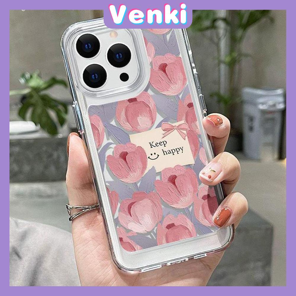 iPhone Case High Quality HD Transparent Acrylic Hard Case Tulip Floral Metal Button Camera Protection Shockproof Compatible For iPhone 14 13 12 11 Pro Pro Max 7 8 Plus XR