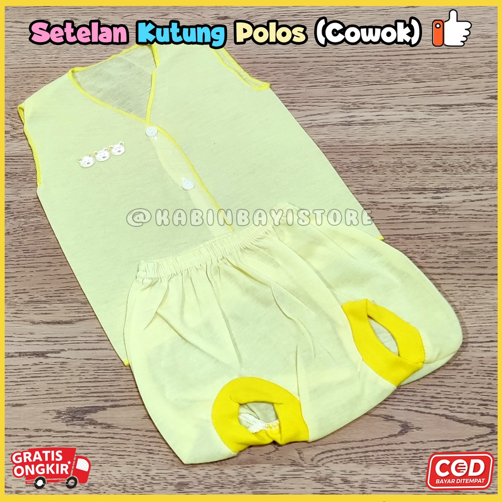 3 Pcs Setelan Baju Kutung &amp; Celana Pop Polos Bayi