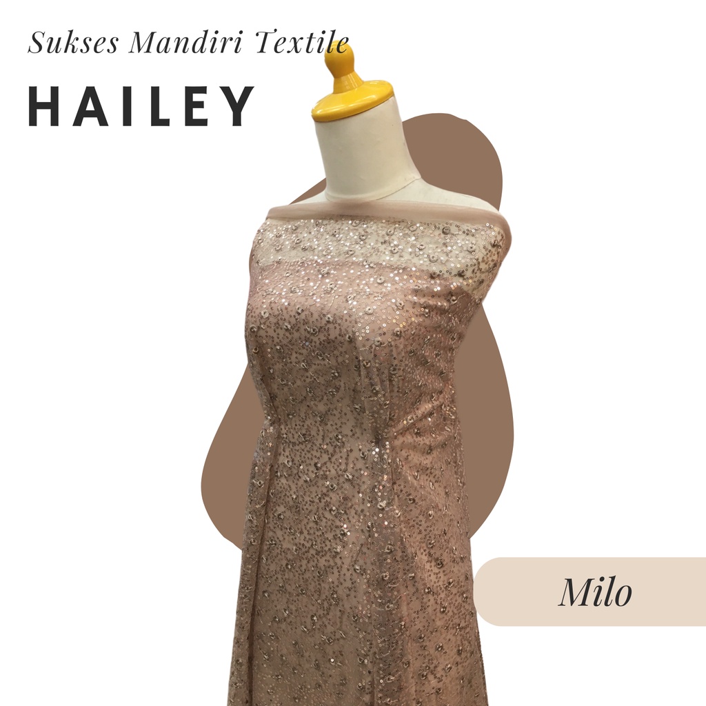 [HAILEY] Brukat Tile Sequin Tile Payet Tile Sugar Daddy Warna Milo Moca Coklat | Harga ½ meter = 50 