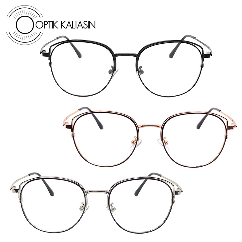 OPTIK KALIASIN - Frame Kacamata wanita bulat besi tipis cat eye 1308
