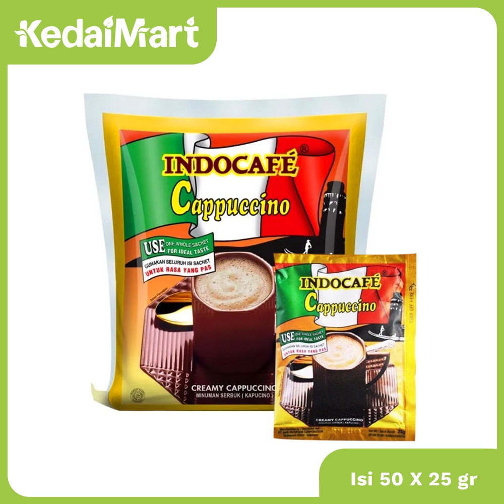 

Indocafe Cappuccino Bag Isi 50 x 25 Gram