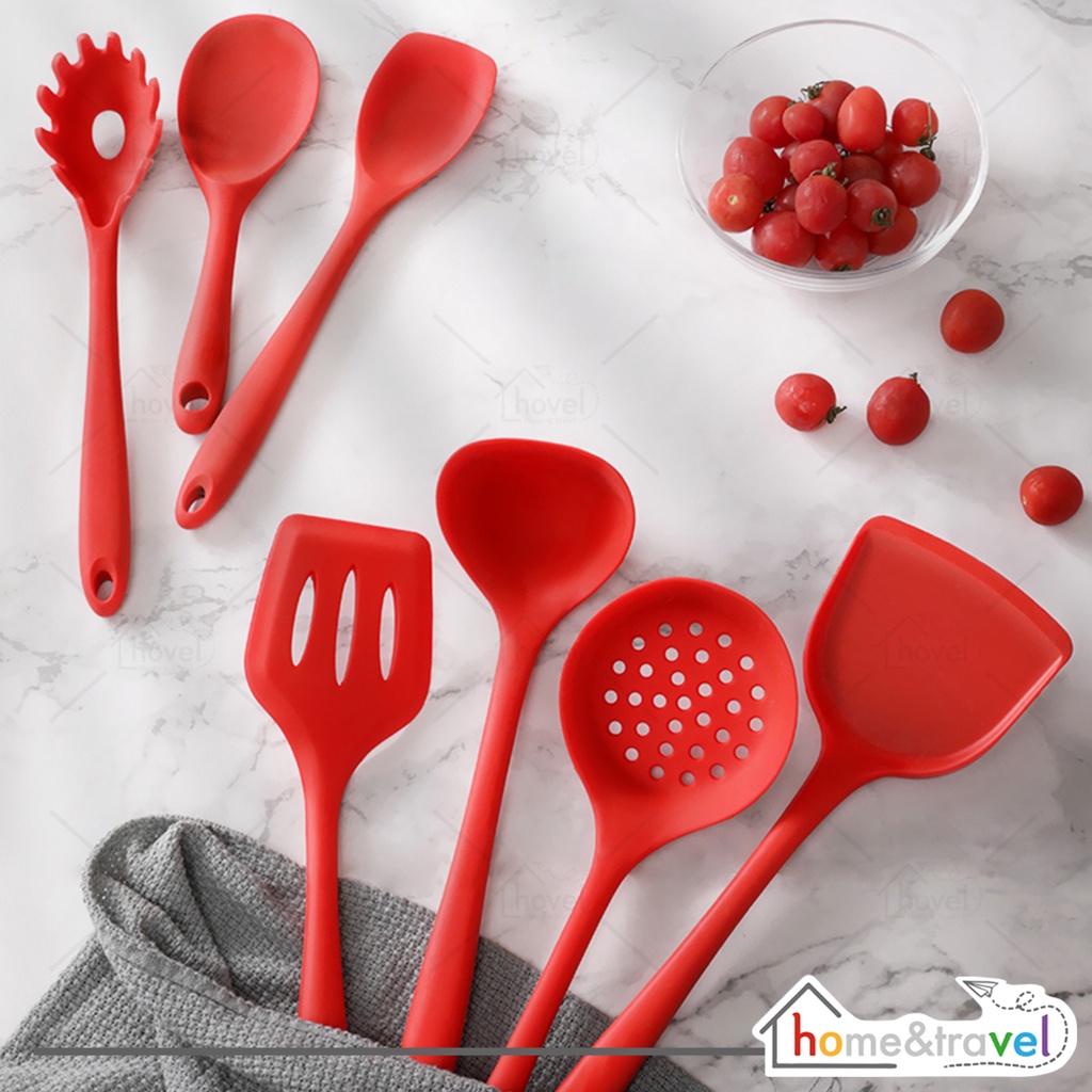 HOVELSHOP Spatula Silikon Kitchen Tools Set Utensil Silicone Sutil Tahan Panas