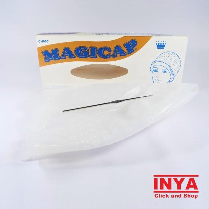 Topi Magicap Highlight Karet Silicone / Cat Rambut + Kaitan (kotak karet)