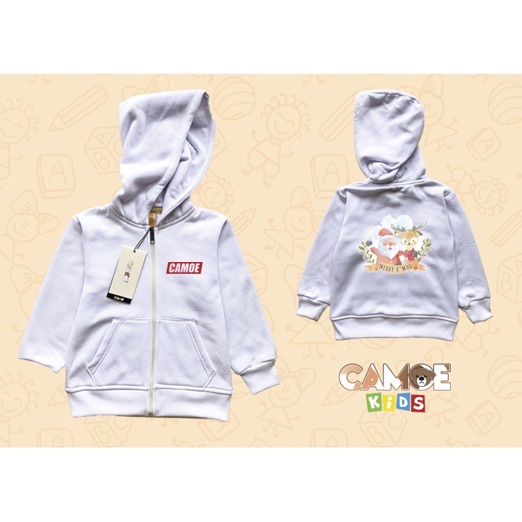 Jaket Hoodie Zipper Anak KIDS Santa Rusa Deer Merry Xmas Selamat Natal