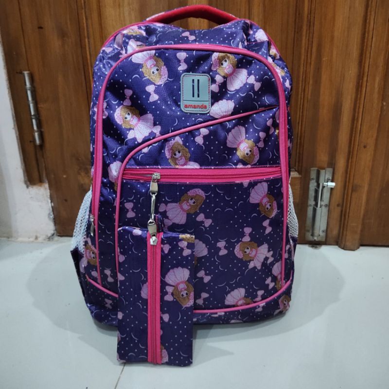 Ransel Anak Sekolah Perempuan SD SMP Free dompet dan Rain Cover