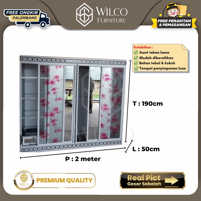 Lemari 4 Pintu Sliding Minimalis Aluminium / Lemari Baju Custom PLG