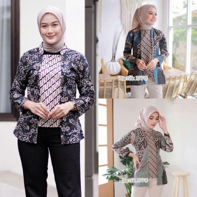 Kenongo BATIK Atasan - BATIK Wanita RISNA HRB026 Blus Batik Exsclusive di kelasnya