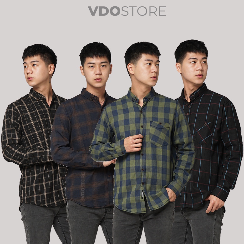 01-15 KEMEJA FLANEL PRIA LENGAN PANJANG - M L XL - DEWASA BAJU FLANNEL VDOSTORE TANGAN PANJANG HITAM NAVY ABU MOTIF KEMEJA COWOK MURAH DEWASA SANTAI TEBAL KUALITAS IMPORT BAJU PANEL FANEL