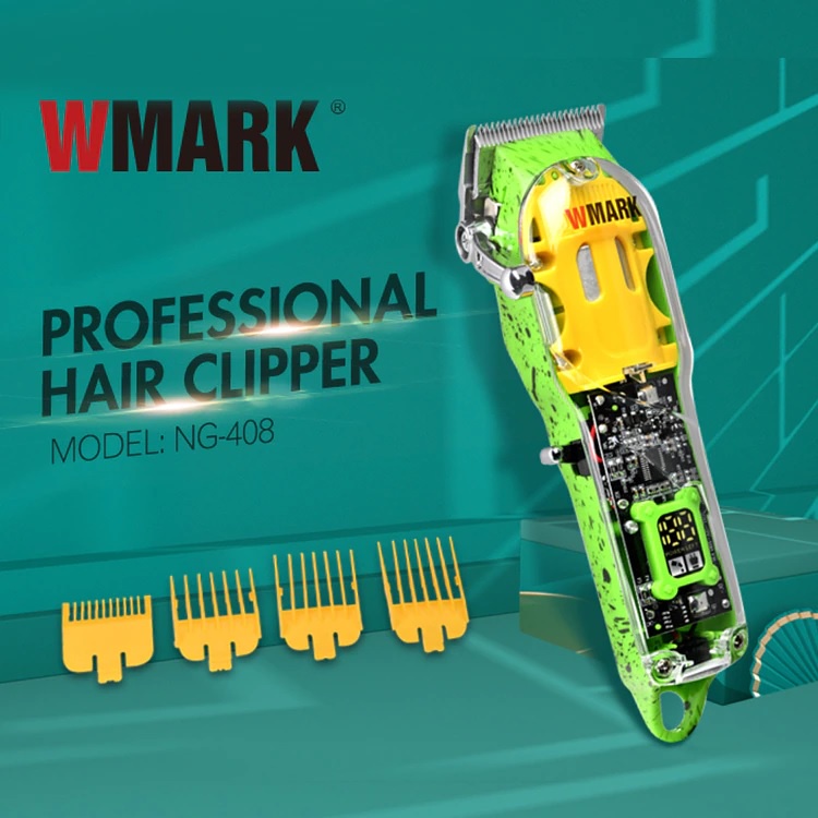 WMARK NG-408 - Professional Electric Rechargeable Hair Clipper - Alat Cukur Rambut Elektronik Portabel Desain Transparan Keren