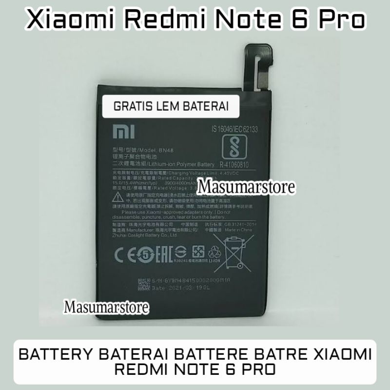Baterai Batre Xiaomi Redmi Note 6 Pro BN48 BN 48 Original