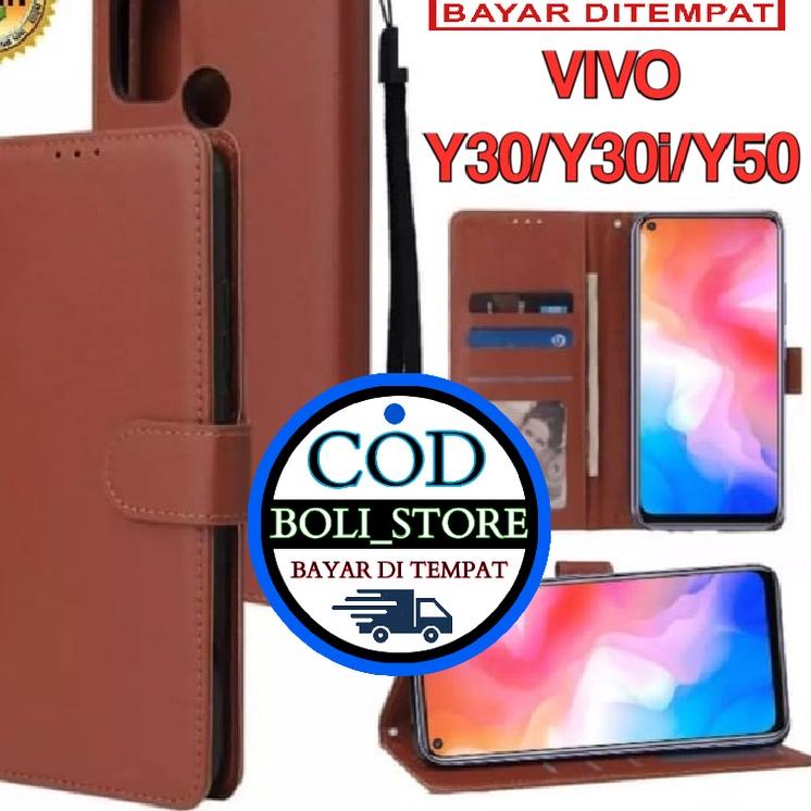 Promo VIVO Y30/Y30I/Y50 FLIP LEATHER CASE PREMIUM-FLIP WALLET CASE KULIT UNTUK VIVO Y30/Y30I/Y50 - C