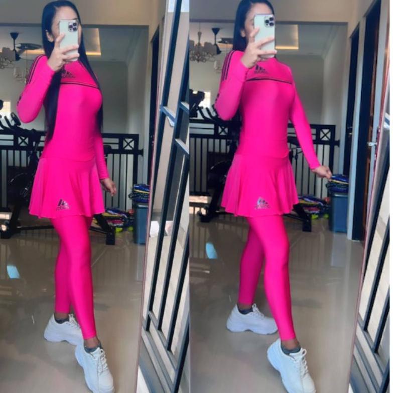 [Art. F39] Setelan Baju Senam Aerobik Legging Rok ADS 1501 Zumba Hijab Aerobic Dance