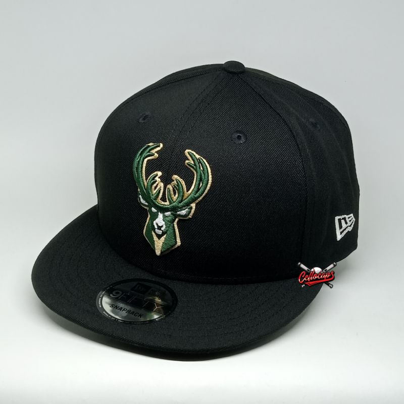 Topi Original New Era 9FIFTY Milwaukee Bucks Black Statement Edition