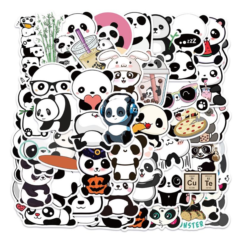 

12pc Stiker Panda Deco Sticker Vinyl Journal Studygram Diary Jurnal Graffiti