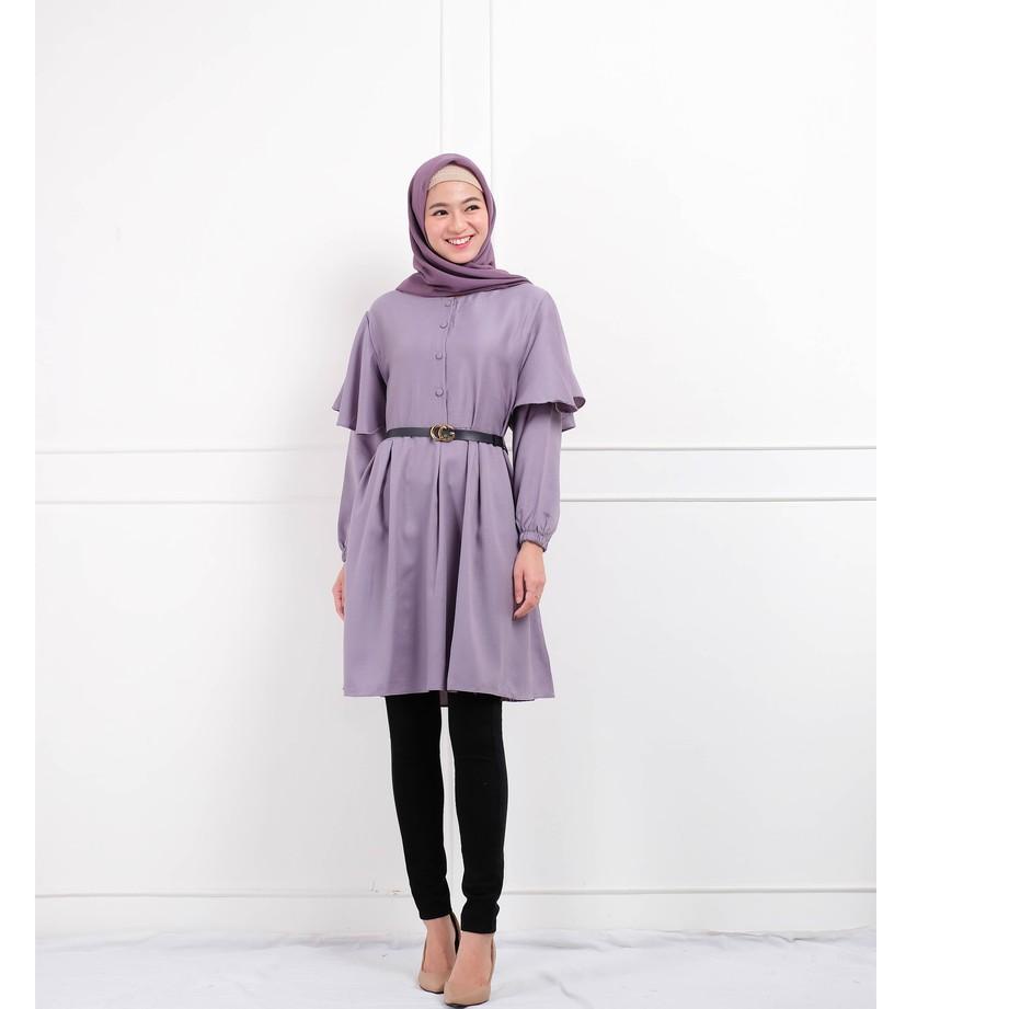 EXCLUSIVELinata Fashion | Tunik Wanita Busui Elvina Moscrepe Import FREE BELT|KD1