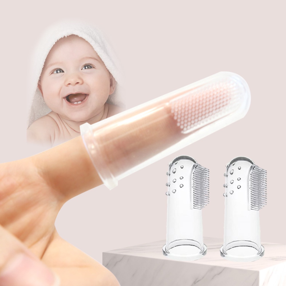 Sikat Gigi Jari Bayi Silikon Sikat Halus Lembut Sikat Jari Bayi Pembersih Mulut Gigi lidah Bayi Sikat Gigi Bayi Elastis Baby Finger Toothbrush Silicon