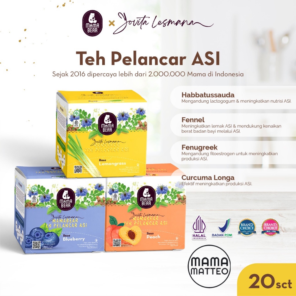 MAMABEAR ZOYA MIX ALMON MIX / MAMA BEAR TEH PELANCAR ASI BOOSTER ORIGINAL LEMONGRASS BLUEBERRY PEACH Mix isi 20 sachet / KUKIS ALMOND OAT / MAMABEAR BANDUNG