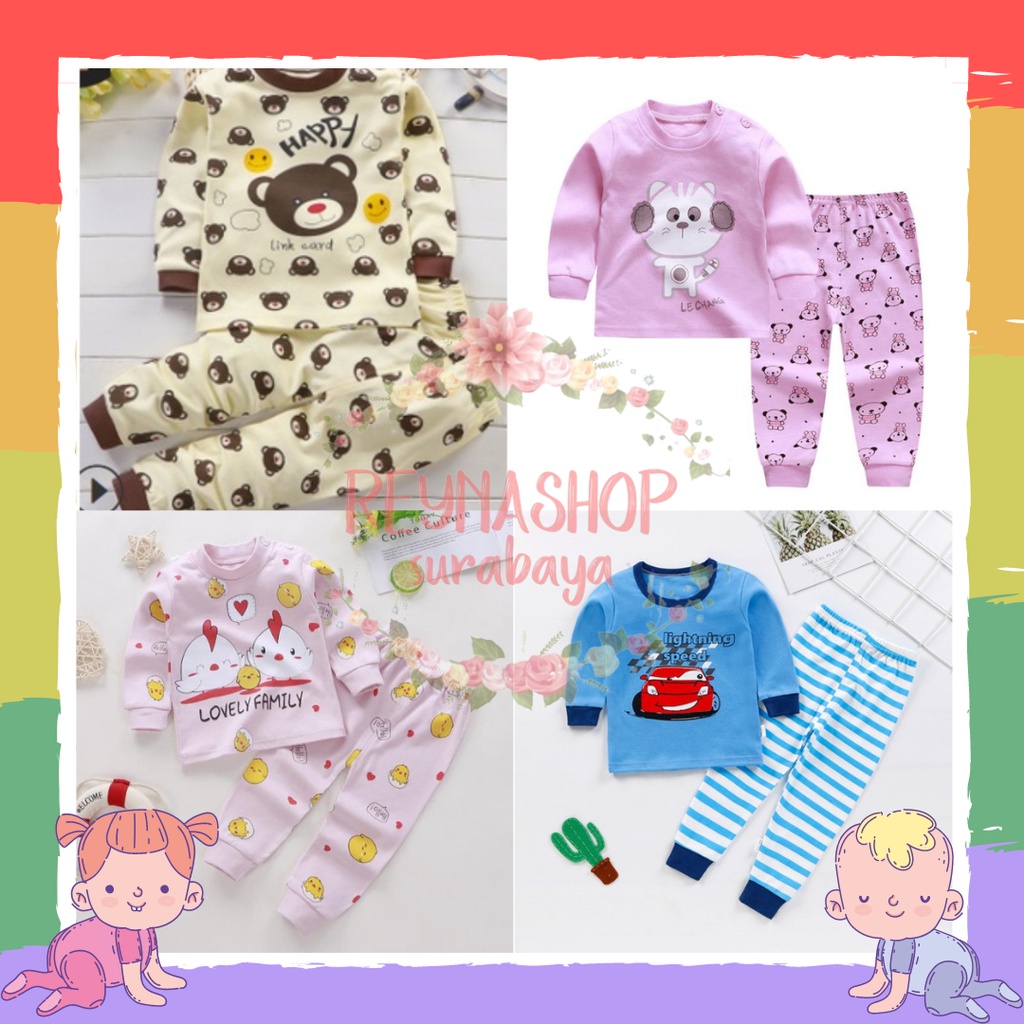 (4 TAHUN) SALE Setelan Panjang Anak PP Import Baju Piyama Anak Baju Tidur Motif Lucu