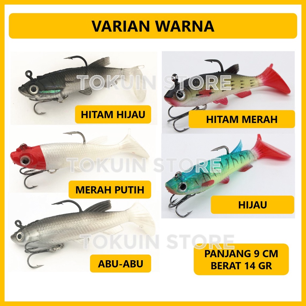 Soft Fish Lure Swim Bait Jig Umpan Casting Mata Pancing Mancing Ikan