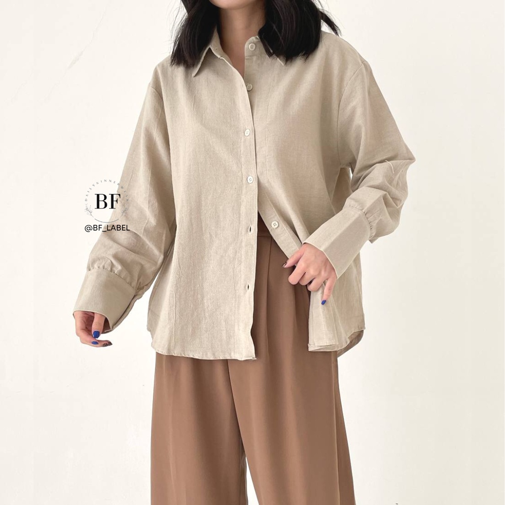 Liza Shirt 550 | Kemeja Linen Basic Shirt | Kemeja Wanita Kemeja Polos by bf_label