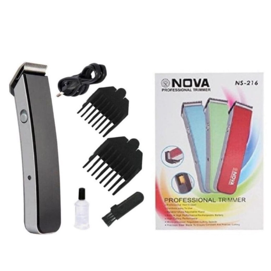 Alat Cukur Rambut Kumis Dan Jenggot Elektrik Nova NS 216- Hair Clipper Rambut Hair Trimmer 1 Set  NOVA Elektrik Portable Rechargeable Tanpa Kabel