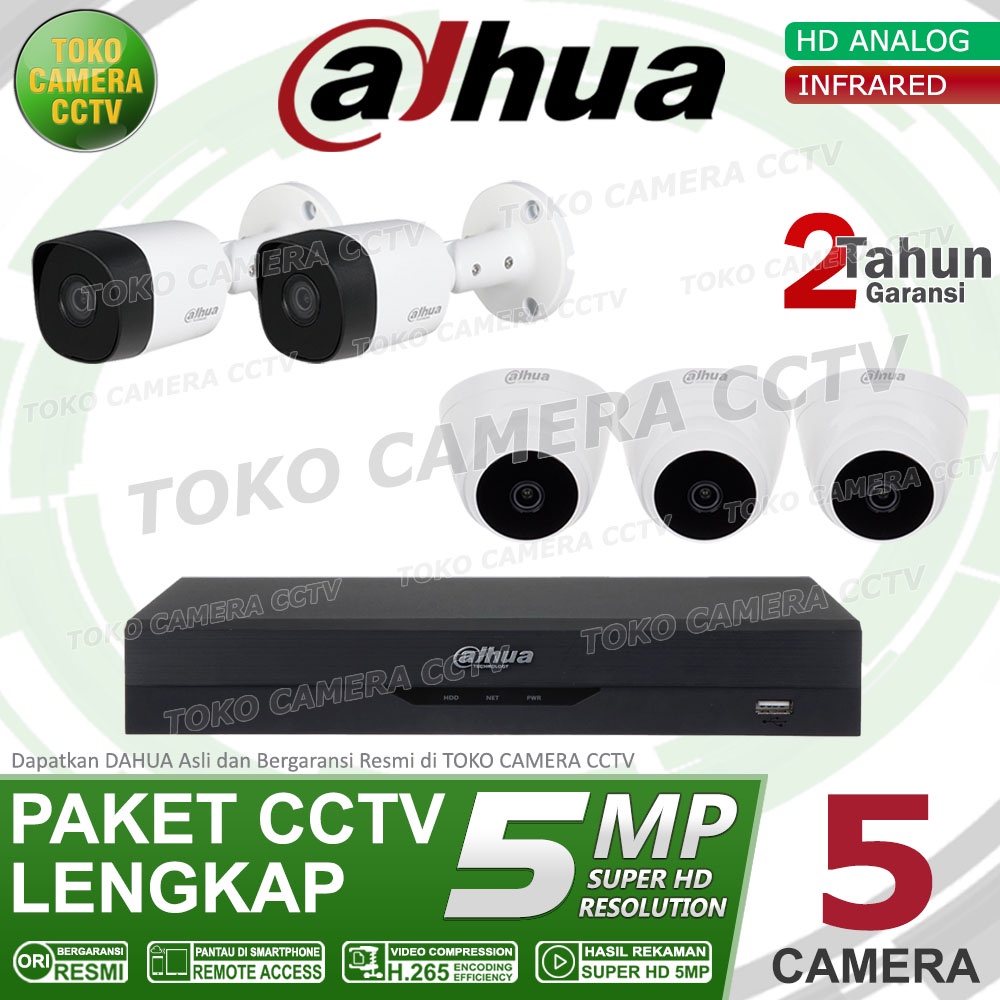 PAKET CCTV DAHUA 5MP 8 CHANNEL 5CAMERA