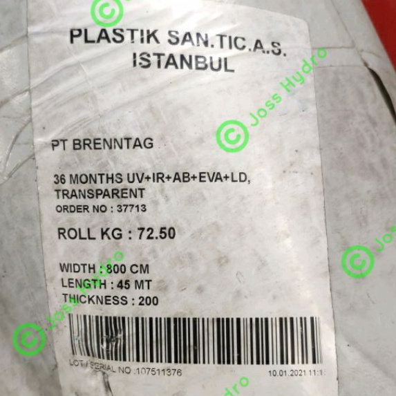 Plastik UV Greenhouse Vatan lebar 8 meter - Meteran