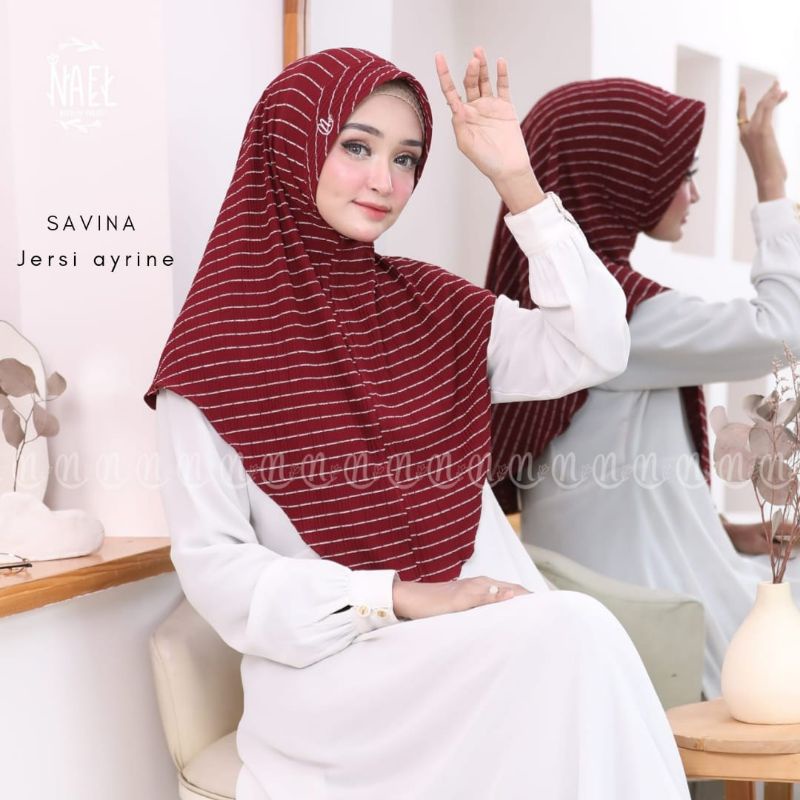 (Ori Nael) SAVINA/AULIA •kerudung instan jersey ayrine•bergo pad plisket