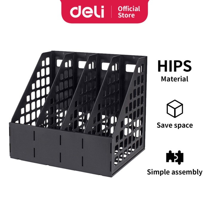 

✨NEW✨ - Deli File Tray / Rak Box File Plastik Dua Warna 3/4 Sekat 78990 78991 - 4 Sekat Hitam